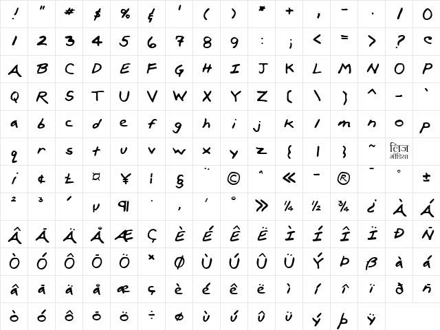 LEHN100 Regular Character Map LEHN100 Regular Character Map