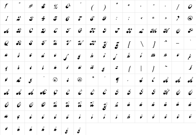 Marsha Regular Character Map