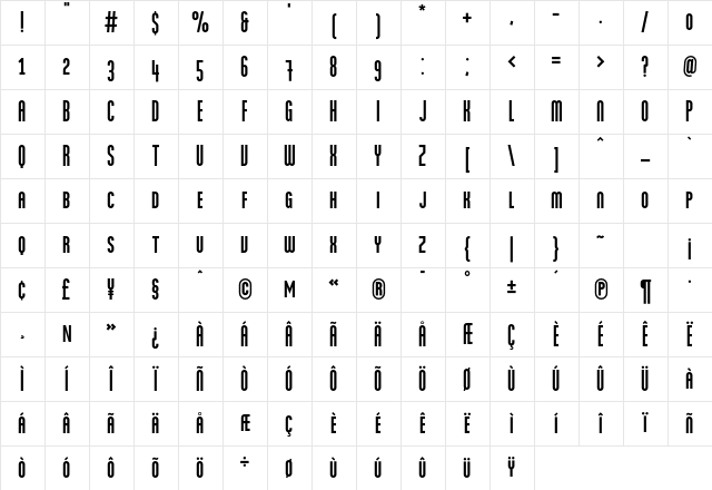 MartenGrotesqueCaps Regular Character Map MartenGrotesqueCaps Regular Character Map