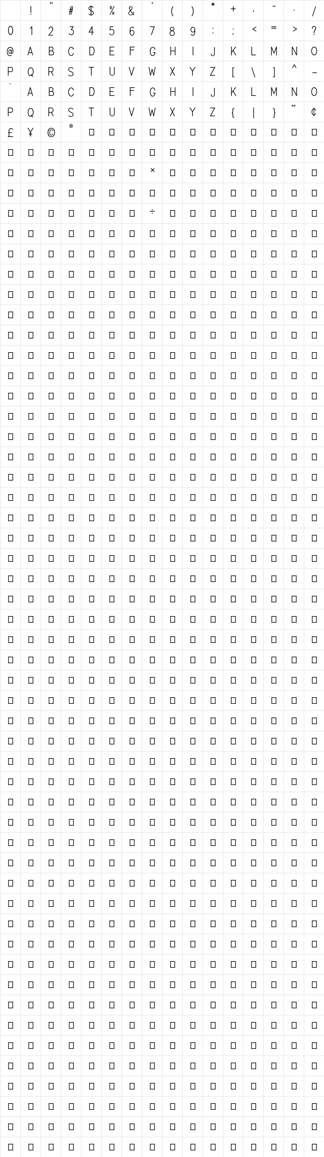 Marvelous Sans Demo Regular Character Map Marvelous Sans Demo Regular Character Map