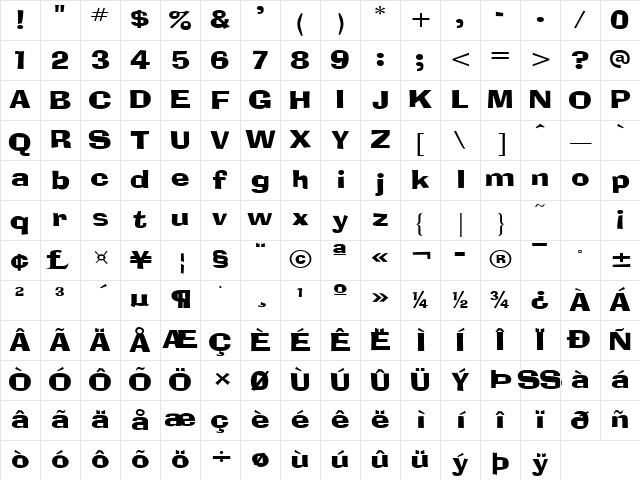 Blox Regular Character Map
