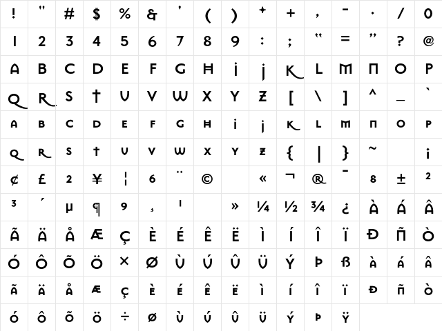 MasonSans Bold Character Map