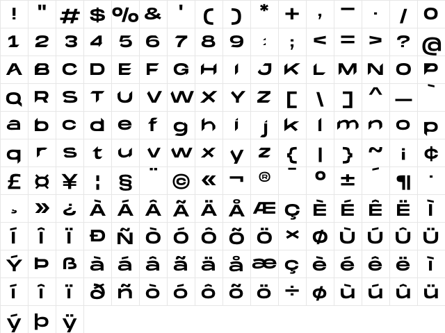 Massedi Regular Character Map Massedi Regular Character Map
