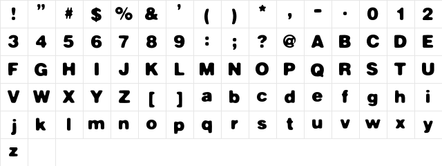 Masterly Bold Character Map