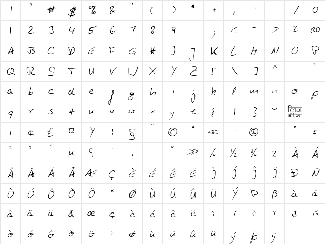 LEHN118 Regular Character Map