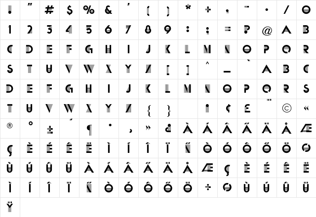 Matra CG Regular Character Map Matra CG Regular Character Map