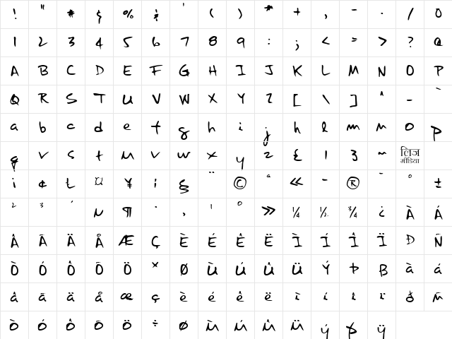 LEHN122 Regular Character Map