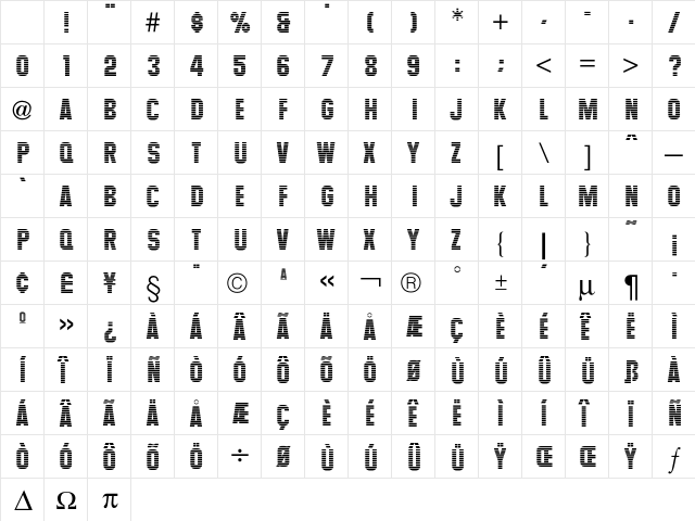 Maximus Regular Character Map