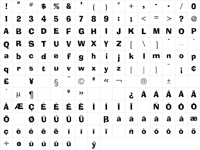 Ad Lib Regular Character Map