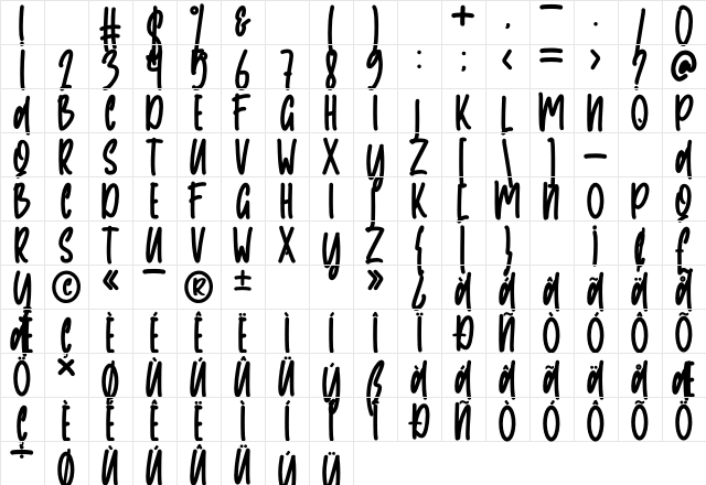 Mayback Regular Character Map Mayback Regular Character Map