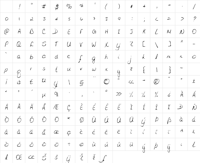 LEHN141 Regular Character Map LEHN141 Regular Character Map