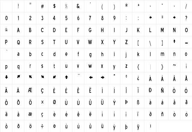 Blue Highway Condensed Regular Character Map Blue Highway Condensed Regular Character Map