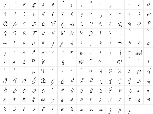 LEHN142 Regular Character Map