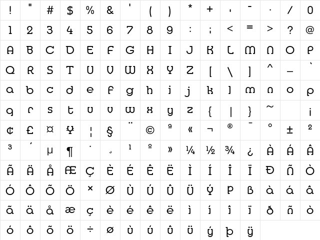 MediaSerifEF Regular Character Map MediaSerifEF Regular Character Map