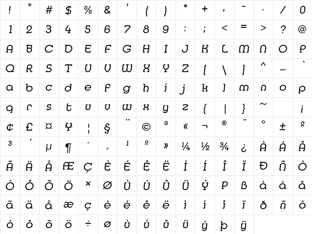 MediaSerifEF RegularItalic Character Map