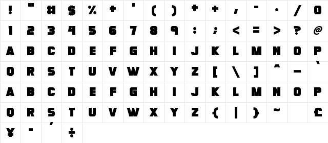 Megabomb Regular Character Map Megabomb Regular Character Map