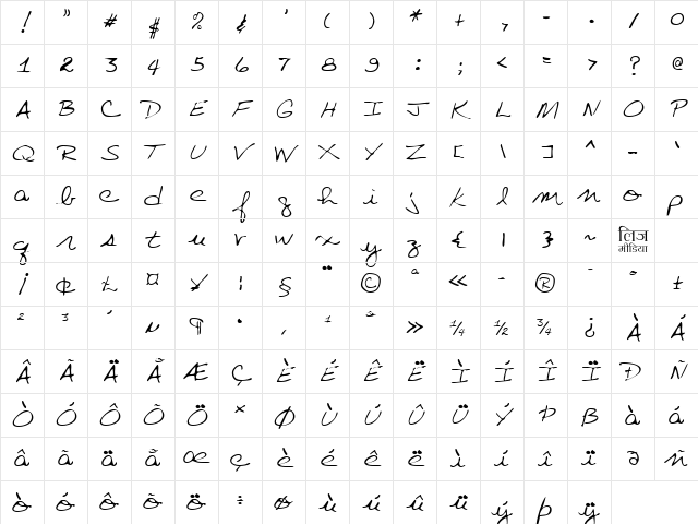 LEHN157 Regular Character Map LEHN157 Regular Character Map