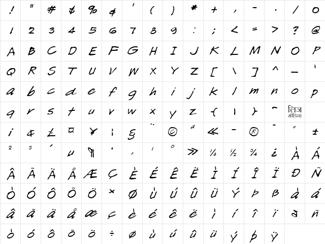 LEHN166 Regular Character Map LEHN166 Regular Character Map