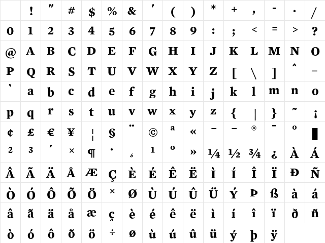 Mercury Text G1 Bold Character Map Mercury Text G1 Bold Character Map