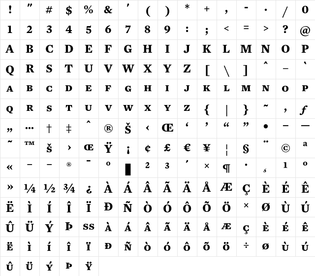 Mercury Text G2 Bold SC Character Map Mercury Text G2 Bold SC Character Map