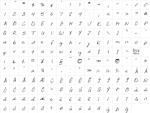 LEHN203 Regular Character Map LEHN203 Regular Character Map