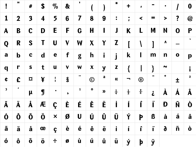 MexSans ExtraBold Character Map