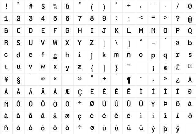 MGN Edinson Bold Character Map