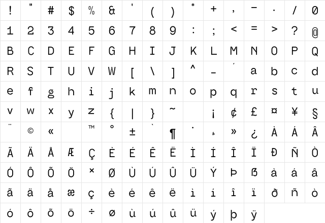 MGN Edinson Semibold Character Map