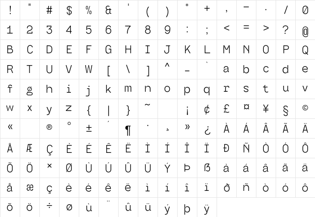 MGN Edinson Regular Character Map