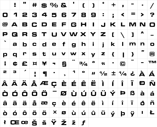 Microgramma D Bold Extended Character Map Microgramma D Bold Extended Character Map