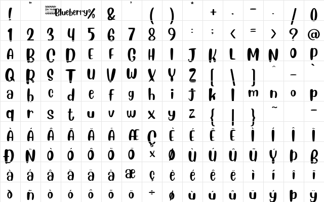 Blueberry Personal Use Only Regular Character Map