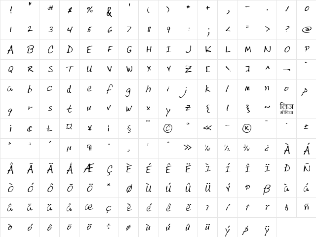 LEHN217 Regular Character Map