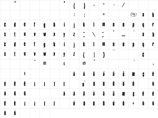 BlueCake Regular Character Map