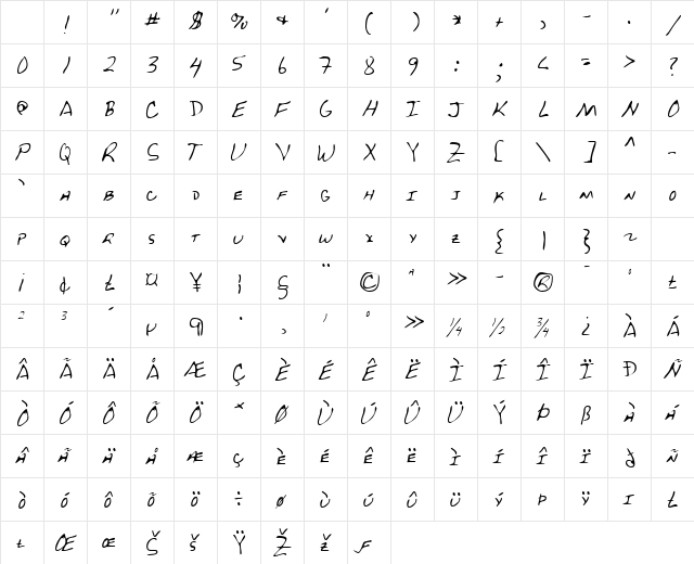 LEHN229 Regular Character Map LEHN229 Regular Character Map