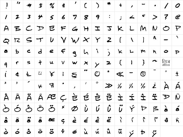 LEHN236 Regular Character Map LEHN236 Regular Character Map