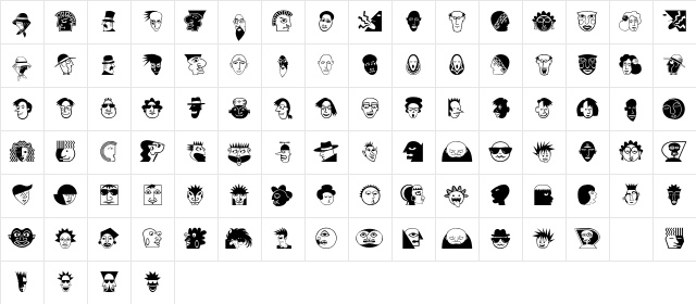 MiniPics LilFaces Character Map