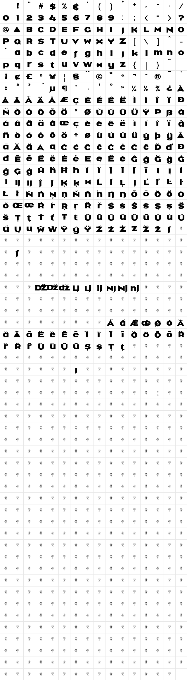 Minne Petat Regular Character Map