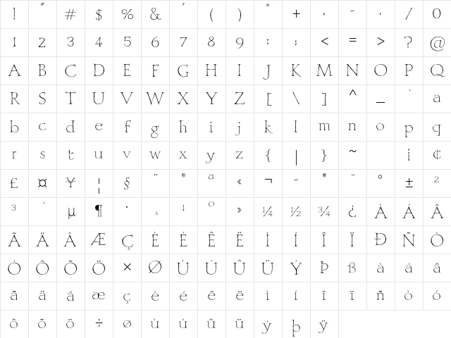 Mithras ITC Std Regular Character Map