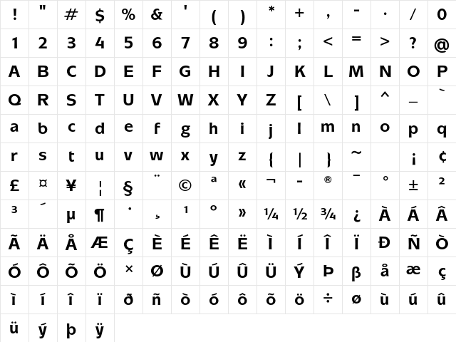 Mixage ITC Std Bold Character Map