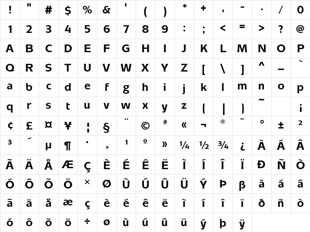 MixageEF Bold Character Map MixageEF Bold Character Map