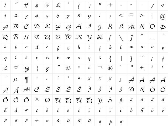 New Berolina Regular Character Map
