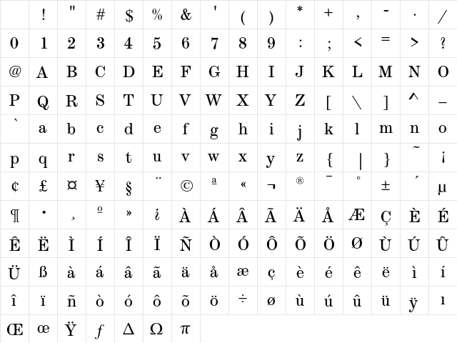 ModernExtendedEF Book Character Map