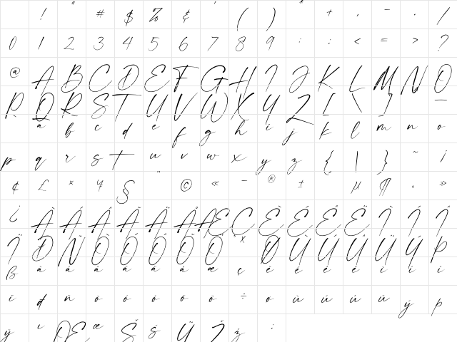 modernline - Personal Use Regular Character Map modernline - Personal Use Regular Character Map