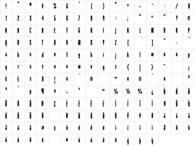 Modula RoundBlack Character Map