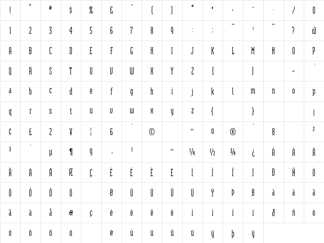 ModulaSerif Regular Character Map ModulaSerif Regular Character Map