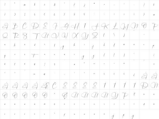 Molahesta Regular Character Map Molahesta Regular Character Map