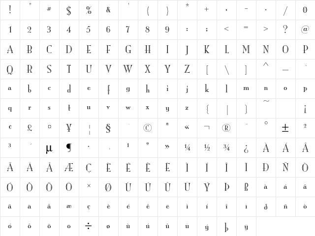 MonaLisaICG Recut Character Map