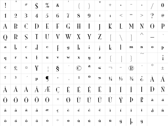 ITC Mona Lisa Std Solid Character Map
