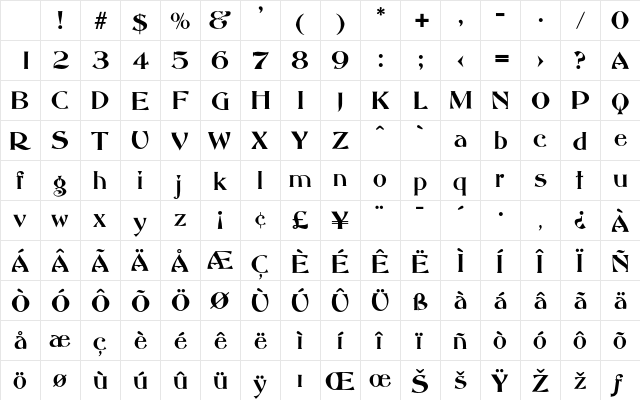 Monsignore Regular Character Map