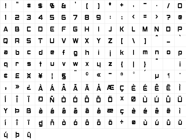Montalban Condensed Regular Character Map